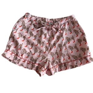 BOUFFANT’S & BROKEN HEARTS Poodle Pink Sleep Shorts Pockets Drawstring Size S